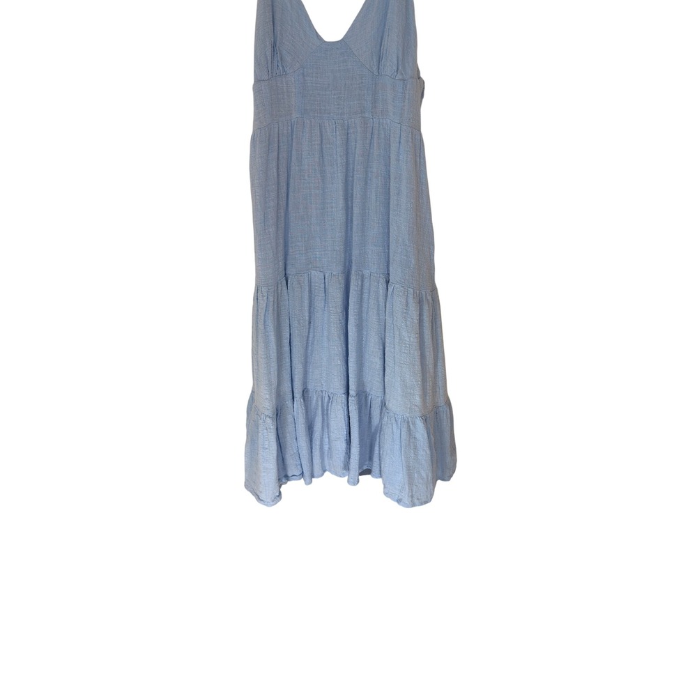 Lulus Dress Pastel Blue Sleeveless Tiered Broomstick Sundress Casual Midi Medium - Picture 4 of 13